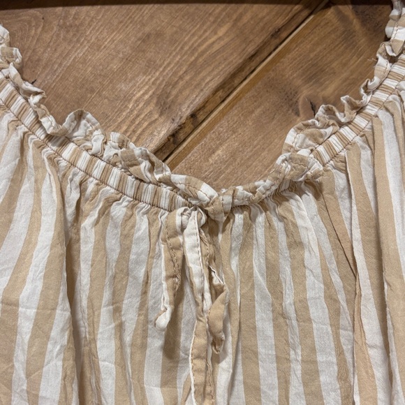 Aerie Striped Beige Peasant Cropped Blouse - Women Tops XL - Picture 5 of 6